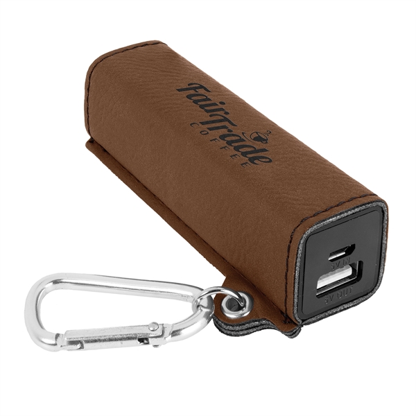 Leatherette Power Bank with USB Charging Cord