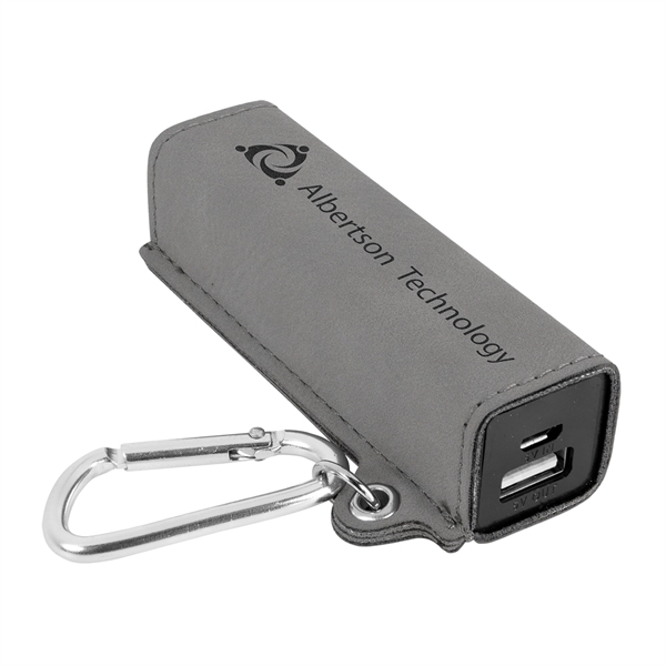 Leatherette Power Bank with USB Charging Cord