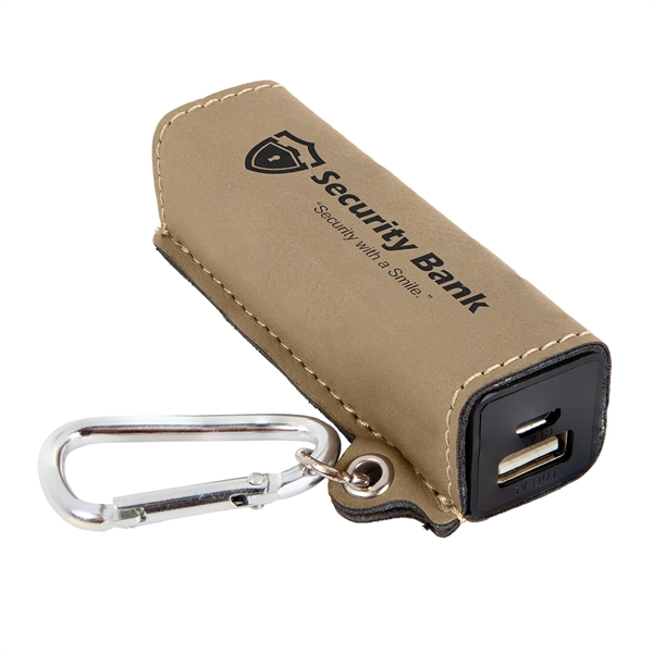 Leatherette Power Bank with USB Charging Cord