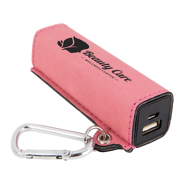 Leatherette Power Bank with USB Charging Cord
