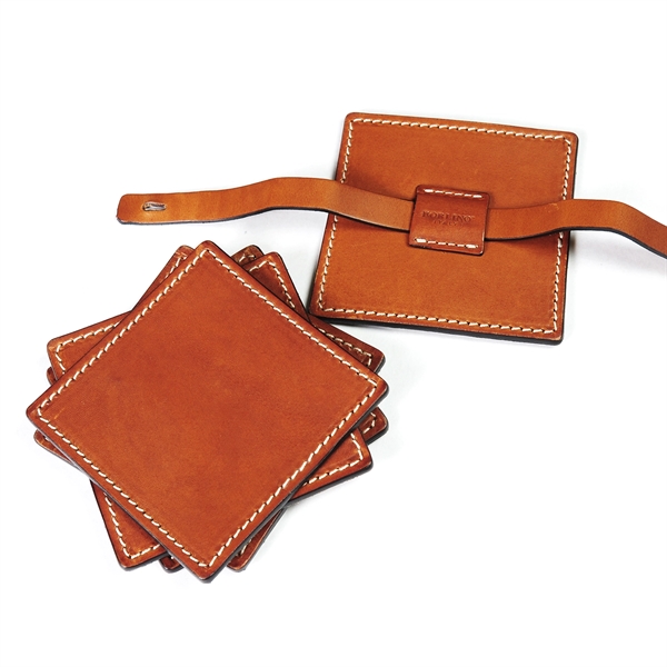 Leather Drink Coasters (4pk) - Leather Drink Coasters (4pk) - Image 3 of 3