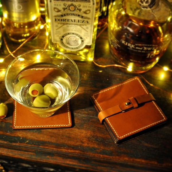 Leather Drink Coasters (4pk) - Leather Drink Coasters (4pk) - Image 2 of 3