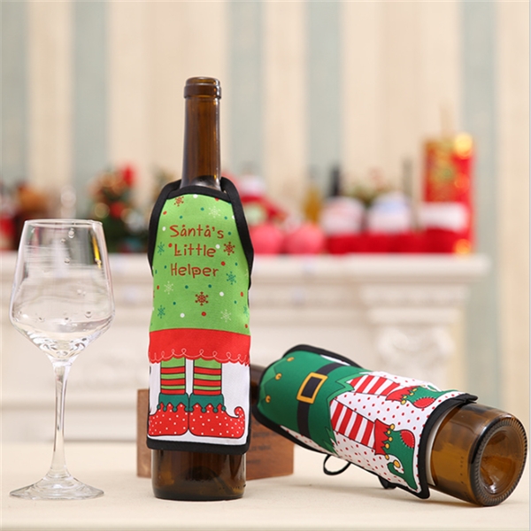 Non-woven Fabric Christmas Apron Wine Bottle Cover Set - Non-woven Fabric Christmas Apron Wine Bottle Cover Set - Image 2 of 3