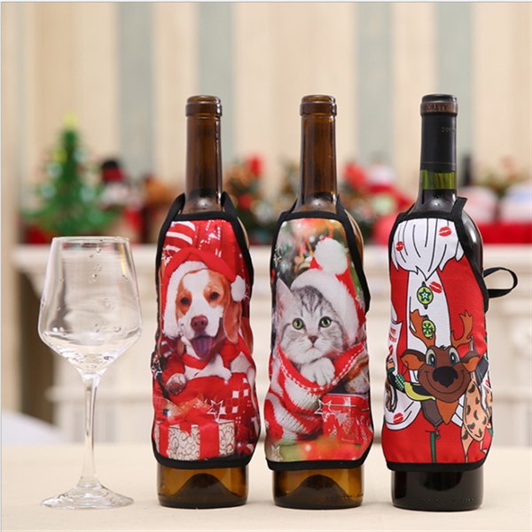 Non-woven Fabric Christmas Apron Wine Bottle Cover Set - Non-woven Fabric Christmas Apron Wine Bottle Cover Set - Image 1 of 3
