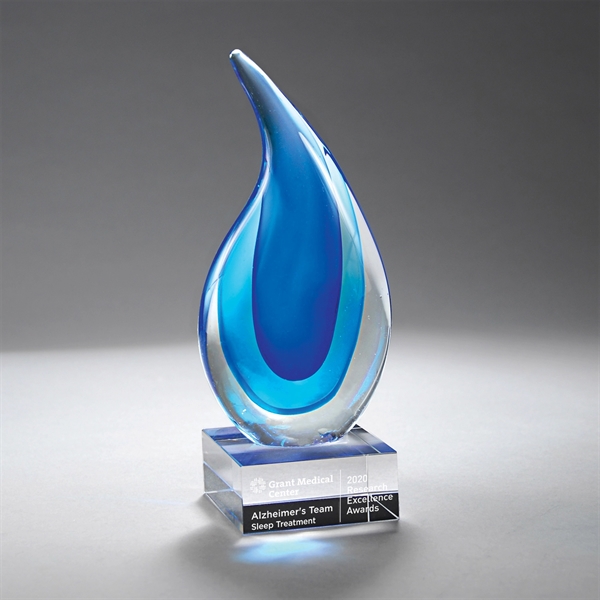Light & Dark Blue Art Glass Award on Clear Base