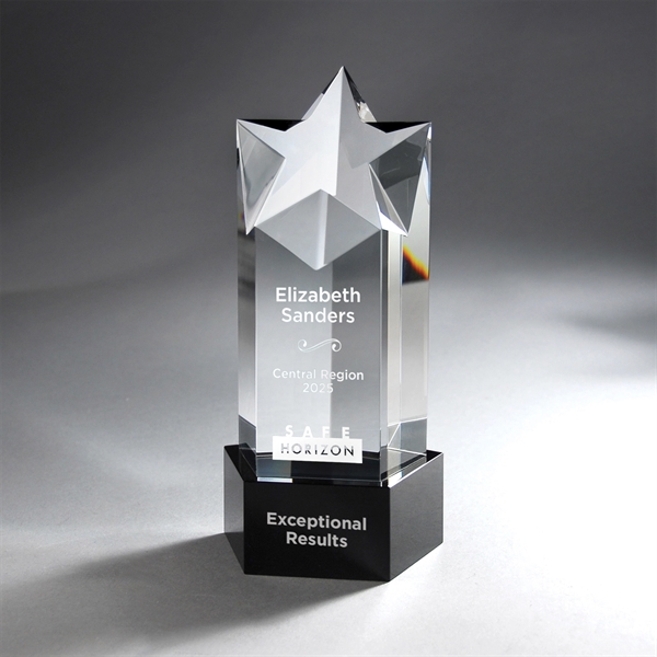 Star Tower Award on Black Base - 2 Imprint Locations
