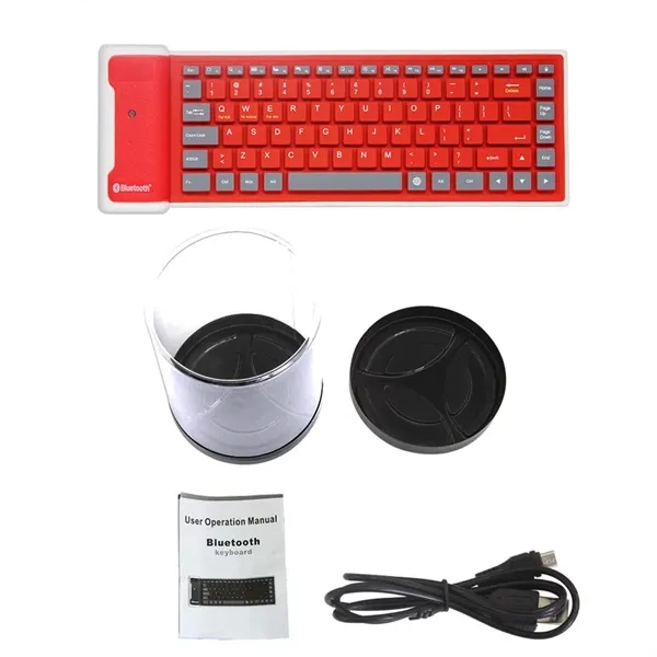 Wireless Bluetooth Keyboard,Foldable Portable Silent Silicon - Wireless Bluetooth Keyboard,Foldable Portable Silent Silicon - Image 1 of 2