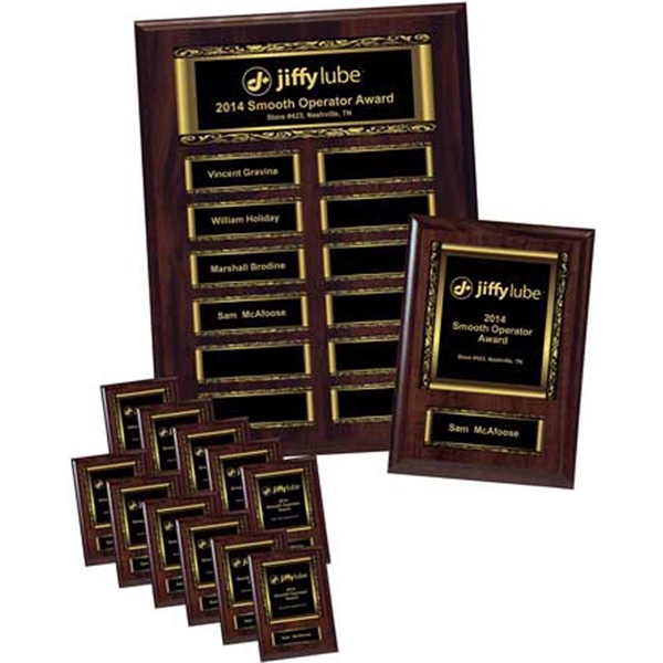 Walnut 12-Plt Scroll Border Plaque