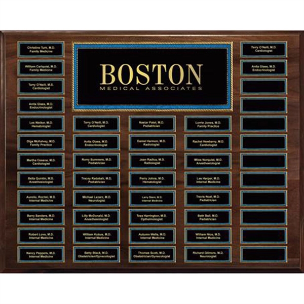 Genuine Walnut 48-Plt Magnetic Pearl or Blue Border Plaque