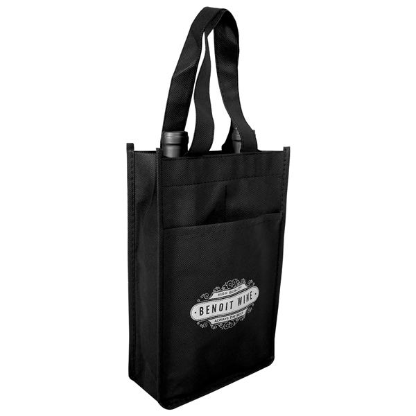 Bouquet Non-Woven Two Bottle Wine Bags w/ 1 Color Imprint - Bouquet Non-Woven Two Bottle Wine Bags w/ 1 Color Imprint - Image 2 of 4