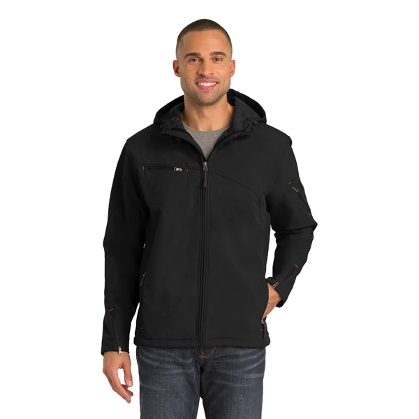Port Authority® Textured Hooded Soft Shell Jacket - Port Authority® Textured Hooded Soft Shell Jacket - Image 2 of 3