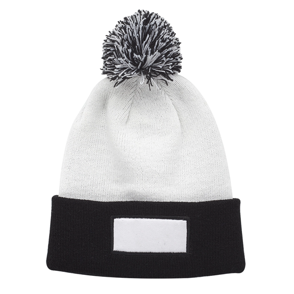 Fuji Two-Tone Patch Pompom Beanies - Fuji Two-Tone Patch Pompom Beanies - Image 3 of 7