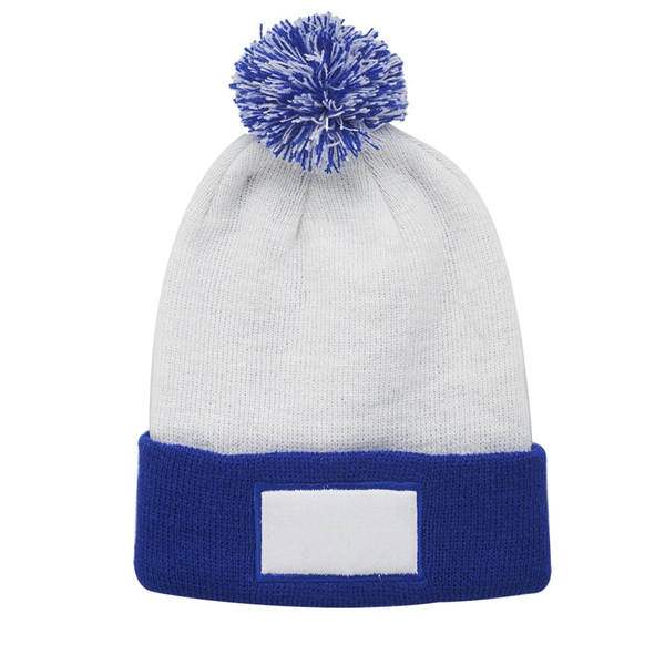 Fuji Two-Tone Patch Pompom Beanies - Fuji Two-Tone Patch Pompom Beanies - Image 4 of 7