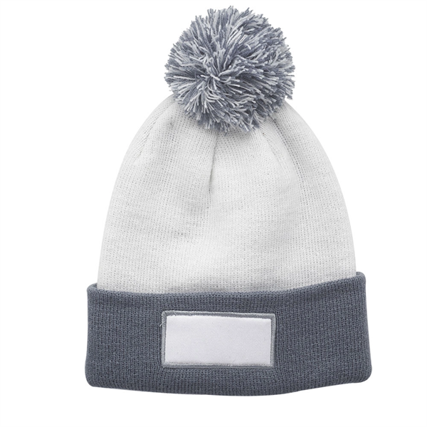 Fuji Two-Tone Patch Pompom Beanies - Fuji Two-Tone Patch Pompom Beanies - Image 5 of 7