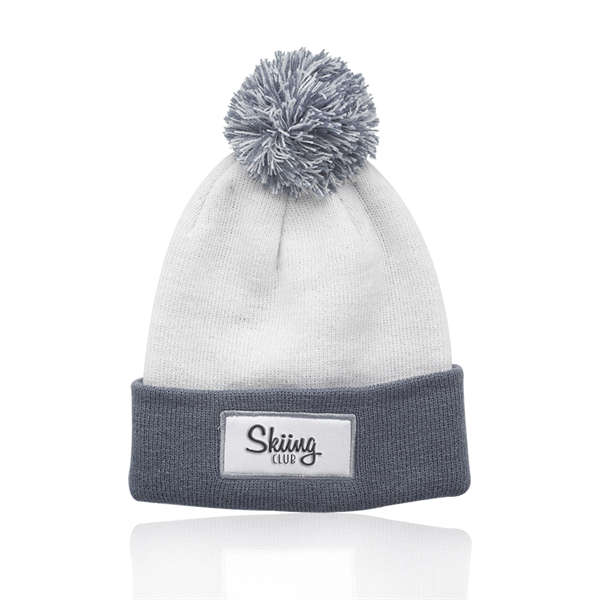 Fuji Two-Tone Patch Pompom Beanies - Fuji Two-Tone Patch Pompom Beanies - Image 6 of 7