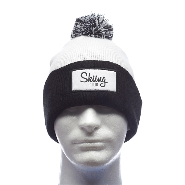 Fuji Two-Tone Patch Pompom Beanies - Fuji Two-Tone Patch Pompom Beanies - Image 7 of 7