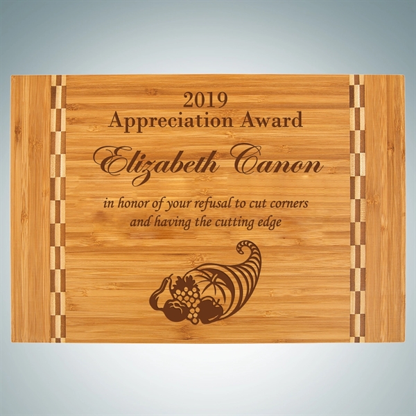 Custom Bamboo Cutting Board with Butcher Block Inlay