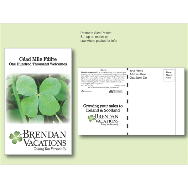 Clover Flower Seed Packet - Postcard Mailer Size 4" x 6.5" - Clover Flower Seed Packet - Postcard Mailer Size 4" x 6.5" - Image 0 of 0