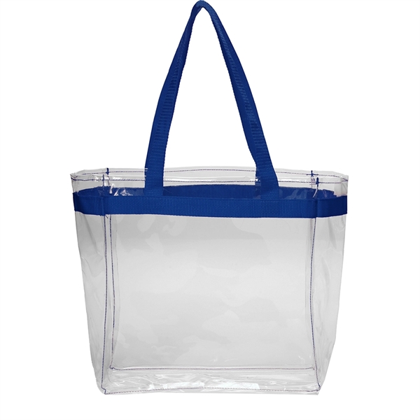 Clear Plastic Tote Bag w/ Colored Handles - Clear Plastic Tote Bag w/ Colored Handles - Image 2 of 5