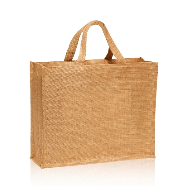 Grocery Jute Tote Bag 16.5"W X 14"H X 6"D Plum Grove