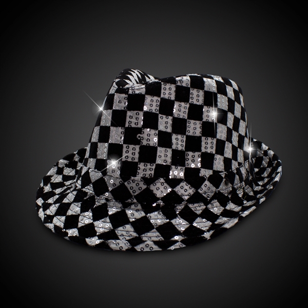 Sequin LED Fedora Hats with Imprinted Band - Sequin LED Fedora Hats with Imprinted Band - Image 12 of 12