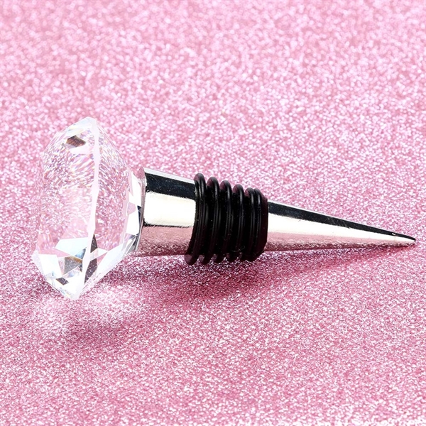 GLASS CRYSTAL WINE BOTTLE STOPPER - DIAMOND SHAPE - GLASS CRYSTAL WINE BOTTLE STOPPER - DIAMOND SHAPE - Image 3 of 4