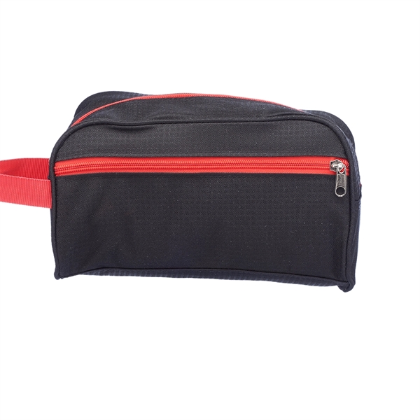 Two-Tone Travel Toiletry Bag with Colored Handle & Zipper - Two-Tone Travel Toiletry Bag with Colored Handle & Zipper - Image 1 of 4