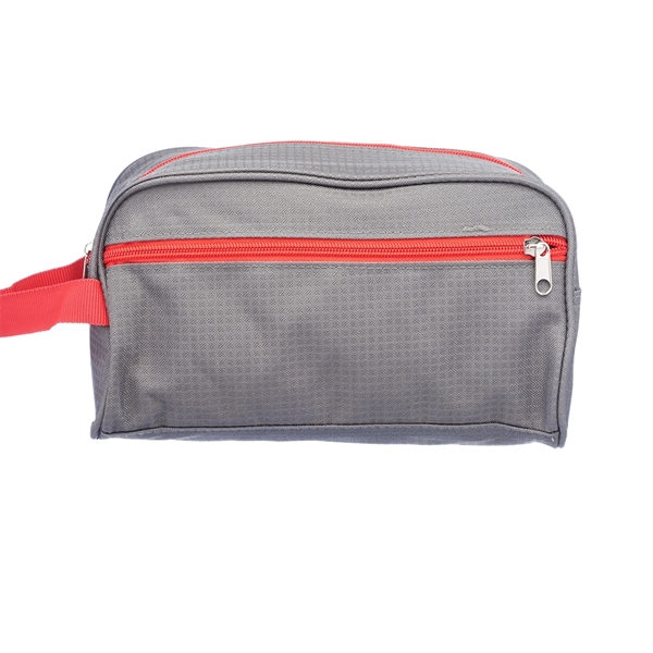 Two-Tone Travel Toiletry Bag with Colored Handle & Zipper - Two-Tone Travel Toiletry Bag with Colored Handle & Zipper - Image 3 of 4