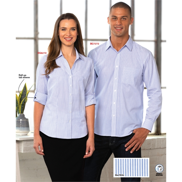 Men's Untucked Striped Poplin Shirt - Men's Untucked Striped Poplin Shirt - Image 1 of 1