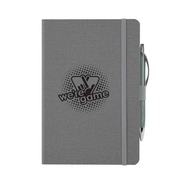Crosshatch PU Notebook With Pen - Crosshatch PU Notebook With Pen - Image 2 of 4