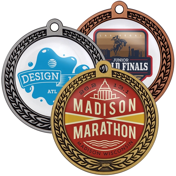 Speed Medal  2.5" 3D Wreath w/Full Color Dome Imprint - Speed Medal  2.5" 3D Wreath w/Full Color Dome Imprint - Image 0 of 9