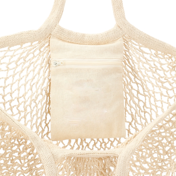 Riviera Cotton Mesh Market Bag w/Zippered Pouch - Riviera Cotton Mesh Market Bag w/Zippered Pouch - Image 2 of 7