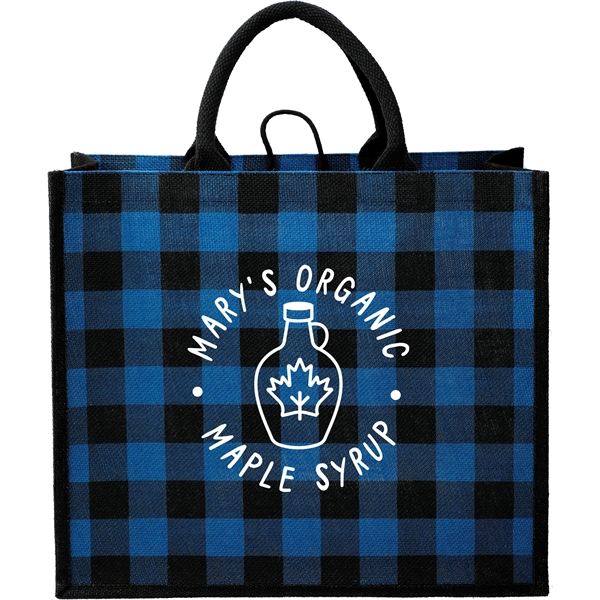 Buffalo Plaid Printed Jute Tote - Buffalo Plaid Printed Jute Tote - Image 0 of 18