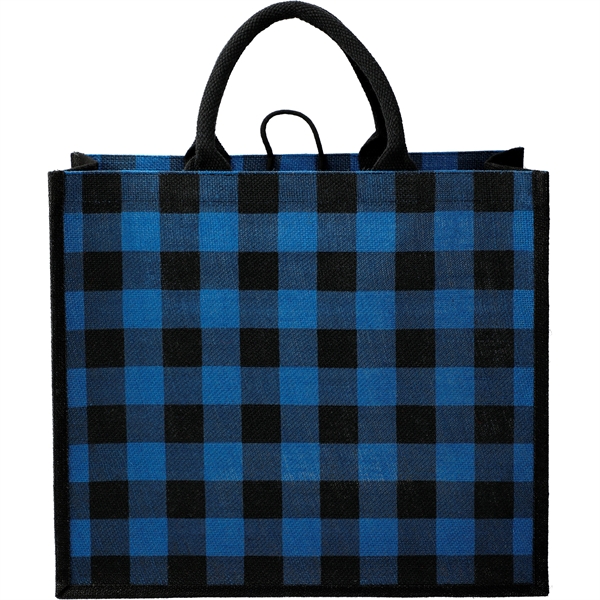 Buffalo Plaid Printed Jute Tote - Buffalo Plaid Printed Jute Tote - Image 2 of 18