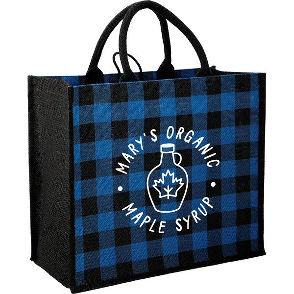 Buffalo Plaid Printed Jute Tote - Buffalo Plaid Printed Jute Tote - Image 4 of 18