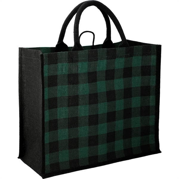 Buffalo Plaid Printed Jute Tote - Buffalo Plaid Printed Jute Tote - Image 9 of 18