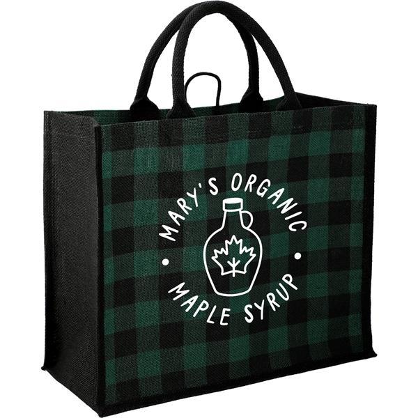 Buffalo Plaid Printed Jute Tote - Buffalo Plaid Printed Jute Tote - Image 12 of 18