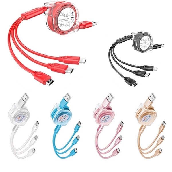 Retractable 3 in 1 USB Charging Cable - Retractable 3 in 1 USB Charging Cable - Image 0 of 3