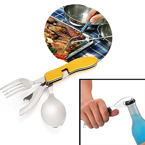 Stainless Steel Foldable Fork Spoon Knife - Stainless Steel Foldable Fork Spoon Knife - Image 1 of 4