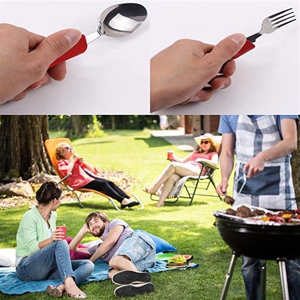 Stainless Steel Foldable Fork Spoon Knife - Stainless Steel Foldable Fork Spoon Knife - Image 3 of 4