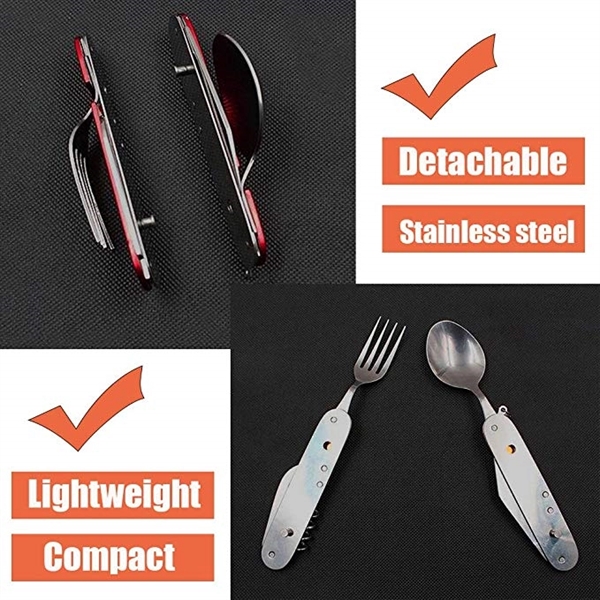 Stainless Steel Foldable Fork Spoon Knife - Stainless Steel Foldable Fork Spoon Knife - Image 4 of 4