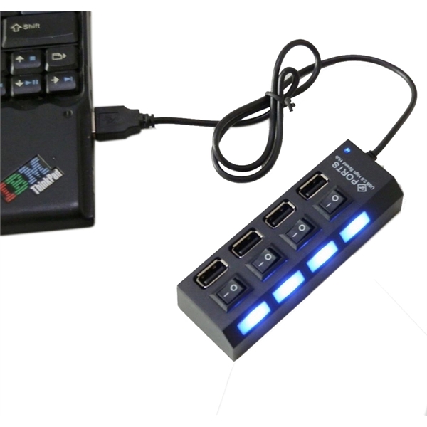 Premium 4 Port USB Hub - On/Off buttons and Indication Light - Premium 4 Port USB Hub - On/Off buttons and Indication Light - Image 1 of 2