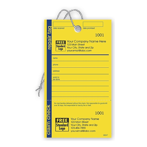 Repair Tag In Yellow W/Navy Border 3.125 X 5.5 - Repair Tag In Yellow W/Navy Border 3.125 X 5.5 - Image 0 of 1