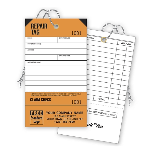 Repair Tags, Service, Orange, Detachable Claim Check - Repair Tags, Service, Orange, Detachable Claim Check - Image 0 of 1