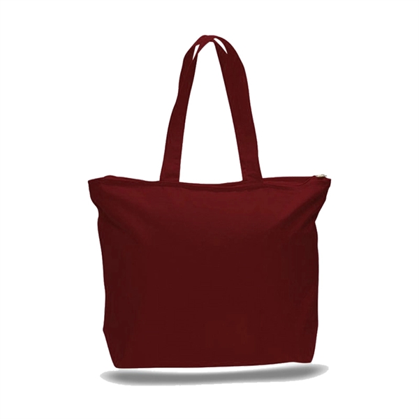 12 oz. Zipper Cotton Canvas Tote Bag (20" x 15") - 12 oz. Zipper Cotton Canvas Tote Bag (20" x 15") - Image 4 of 12