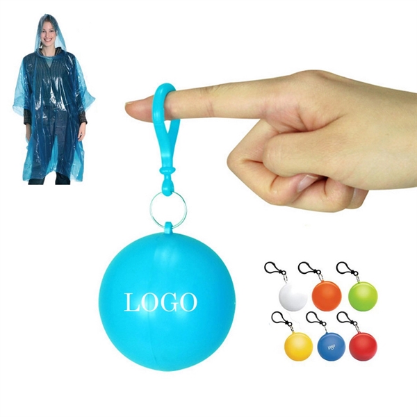 Disposable Rain Poncho In ball With Keychain - Disposable Rain Poncho In ball With Keychain - Image 0 of 4