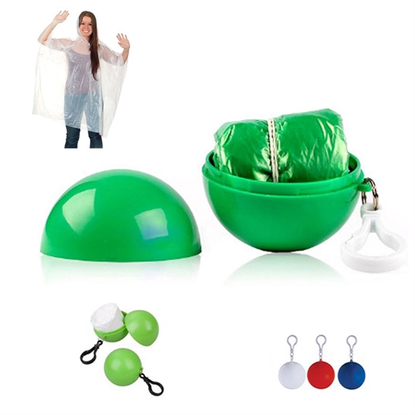 Disposable Rain Poncho In ball With Keychain - Disposable Rain Poncho In ball With Keychain - Image 1 of 4