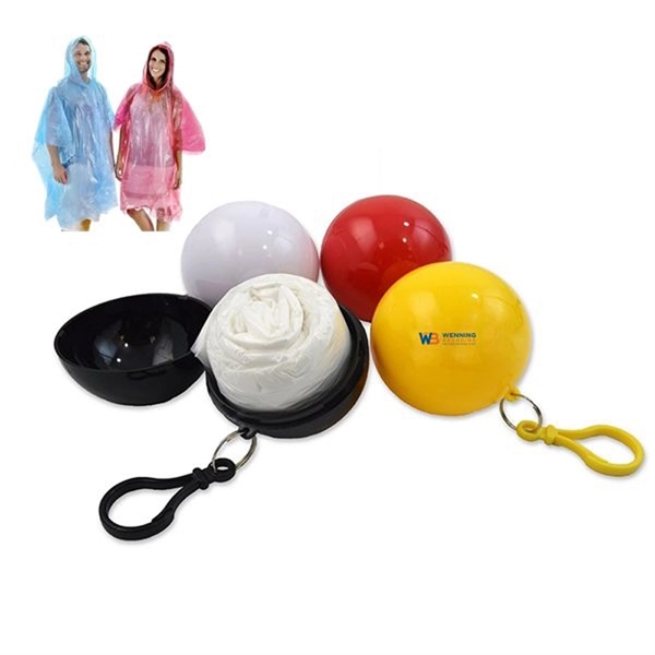 Disposable Rain Poncho In ball With Keychain - Disposable Rain Poncho In ball With Keychain - Image 2 of 4