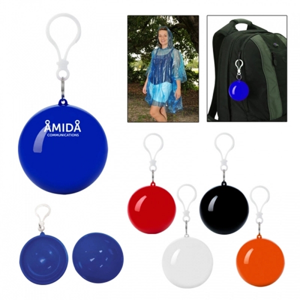 Disposable Rain Poncho In ball With Keychain - Disposable Rain Poncho In ball With Keychain - Image 4 of 4