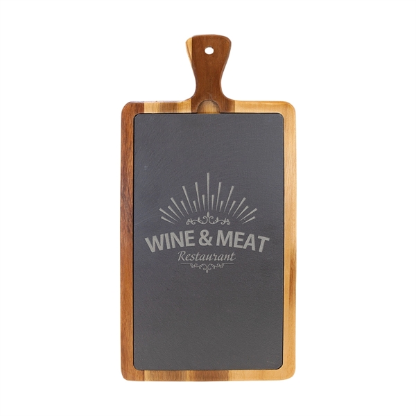 16" x 7 3/4" Acacia Wood/Slate Cutting Board - 16" x 7 3/4" Acacia Wood/Slate Cutting Board - Image 0 of 1